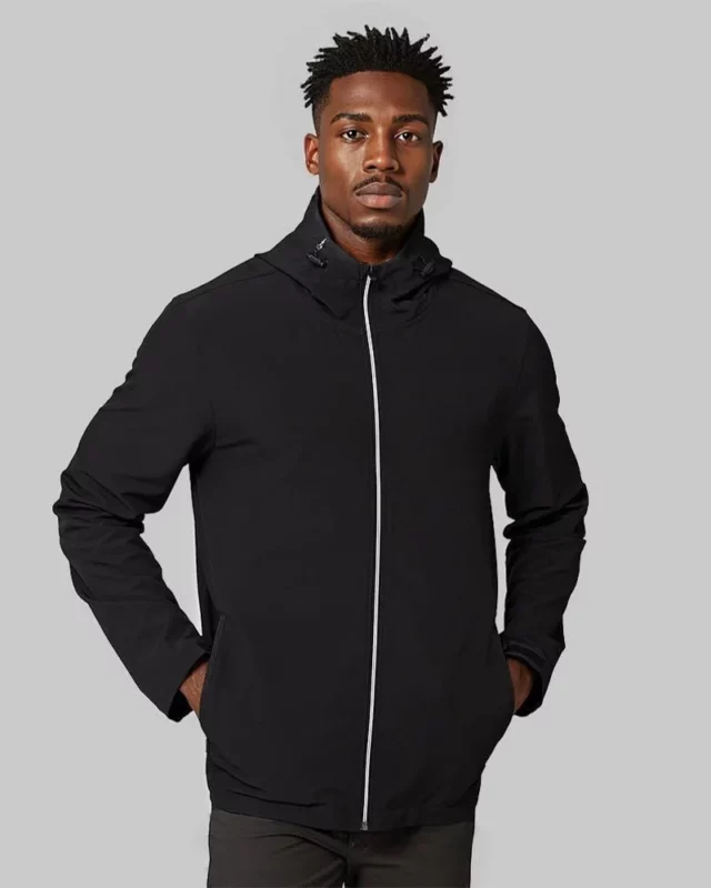 Mens Lightweight Hooded Jacket Black 1