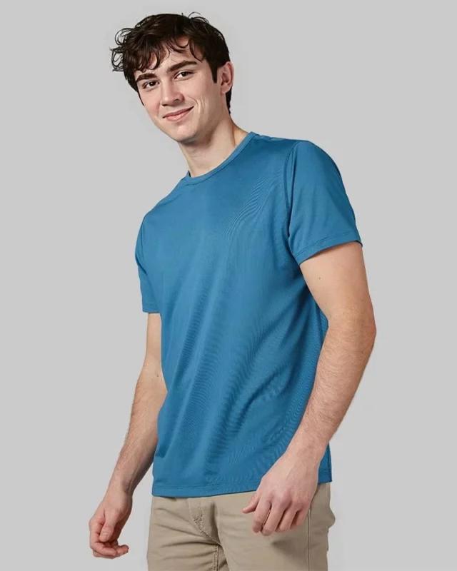 Mens Performance Crew Neck T Shirt Blue Steel 1