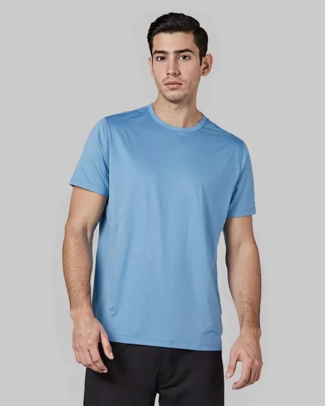 Mens Performance Crew Neck T Shirt Sky Blue 1